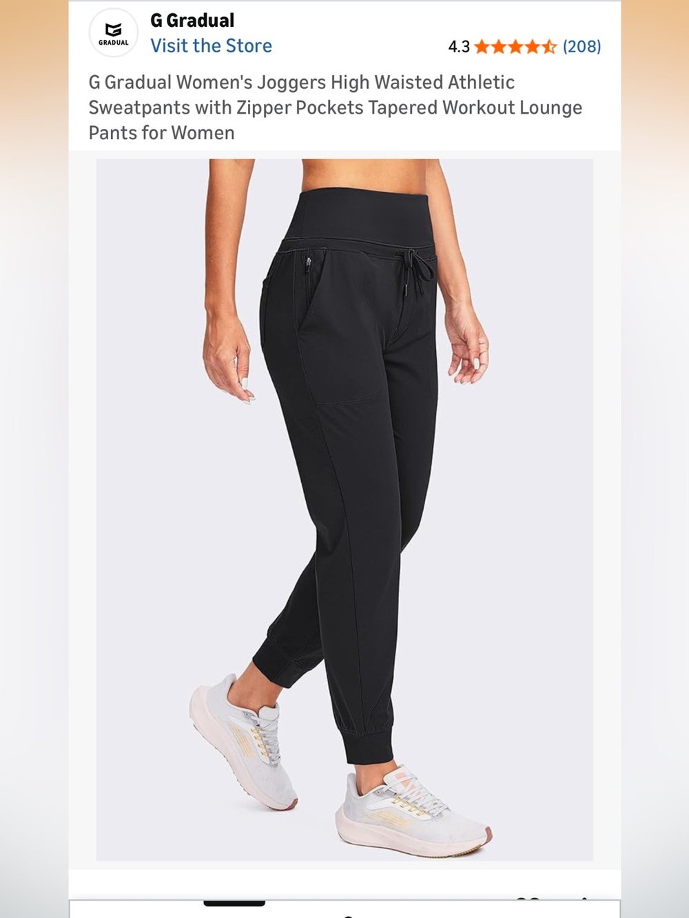 G Gradual Women's Joggers High Waisted with Zipper Pockets Tapered Pants